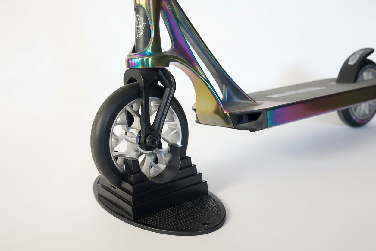 Rolling Rock Scooter Stand Display